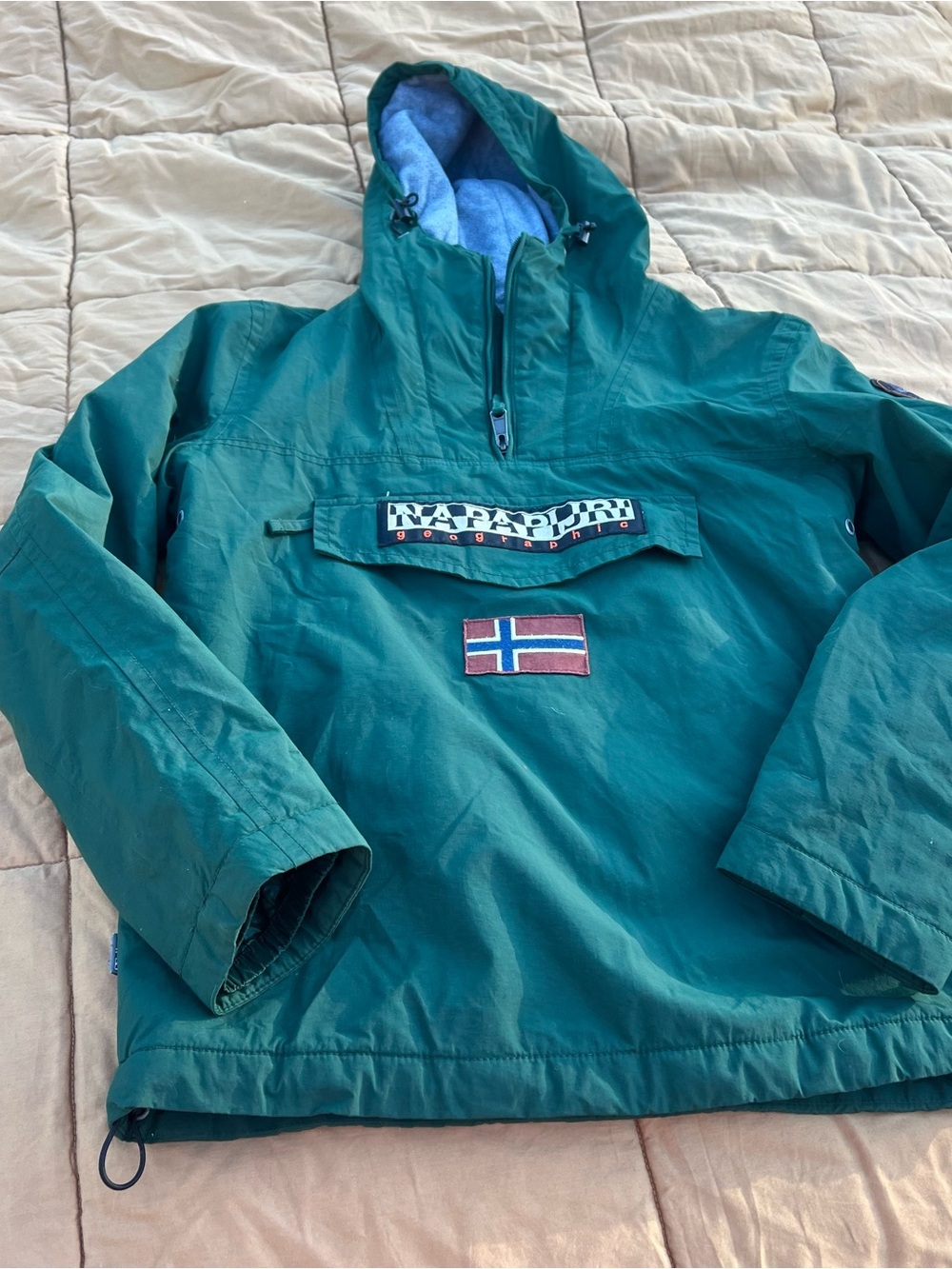 Napapijri Geographic Rain Forest Half Zip Anorak Hooded Fleece Lined Jacket